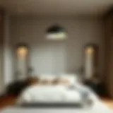 Elegant Bedroom with Modern Pendant Light Elegant bedroom with a modern pendant light fixture