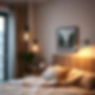 Stylish pendant lights in a cozy bedroom setting