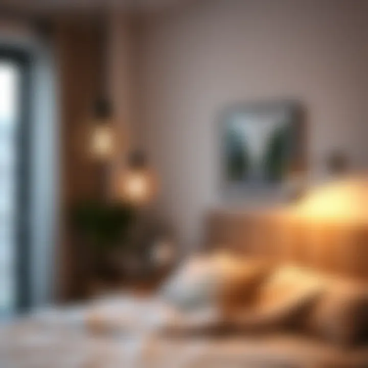 Stylish pendant lights in a cozy bedroom setting