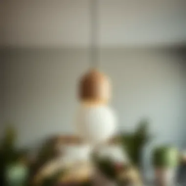 Unique material pendant light design in a chic bedroom