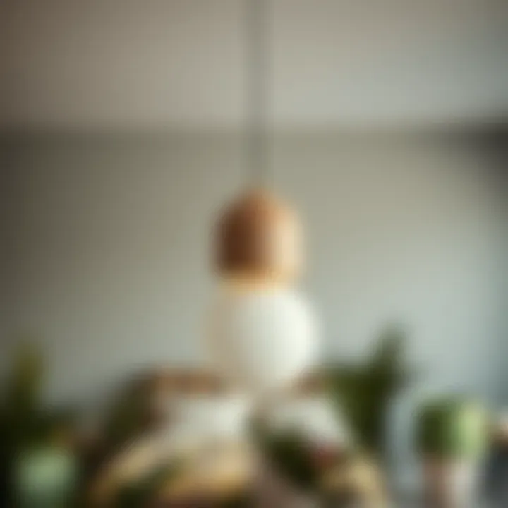 Unique material pendant light design in a chic bedroom