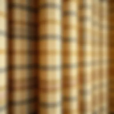 Close-up of textured beige plaid fabric