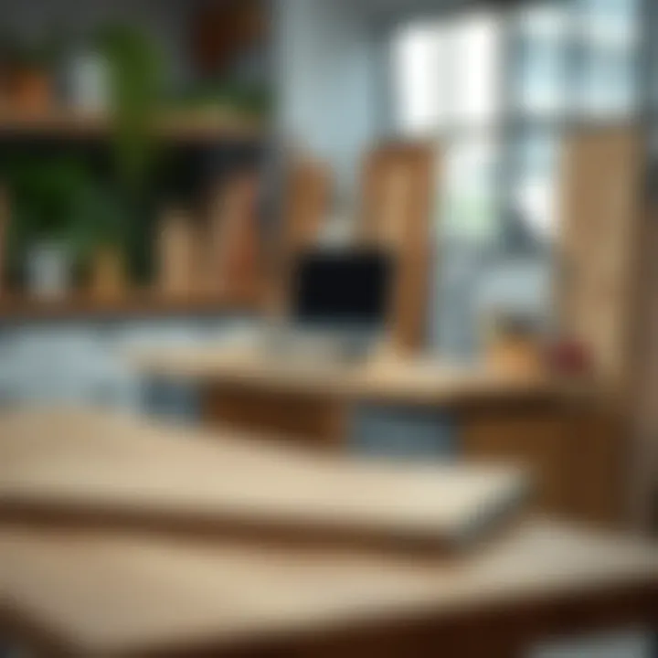 Variety of materials used in left-sided desk construction
