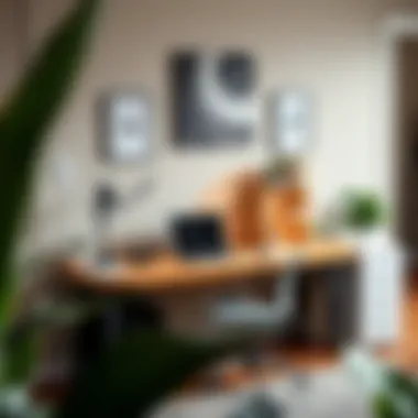 Functional layout showcasing an L-shaped corner desk with effective organization