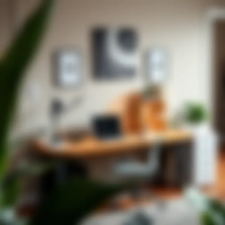 Functional layout showcasing an L-shaped corner desk with effective organization