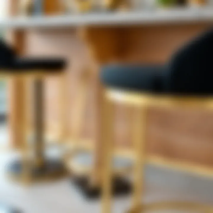 Quality Materials in Black and Gold Design Close-up view of quality materials in black and gold bar stools