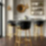 Sophisticated black and gold bar stool design showcasing modern elegance