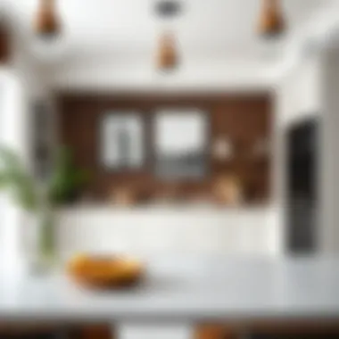 Sophisticated Kitchen Ambiance with Framed Art Sophisticated kitchen ambiance enhanced by framed art pieces