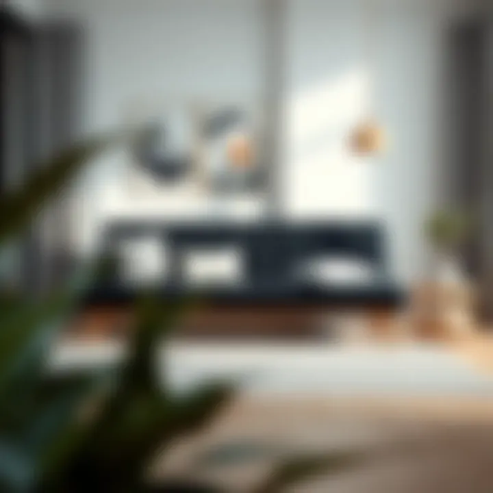 Stylish black futon in modern living room