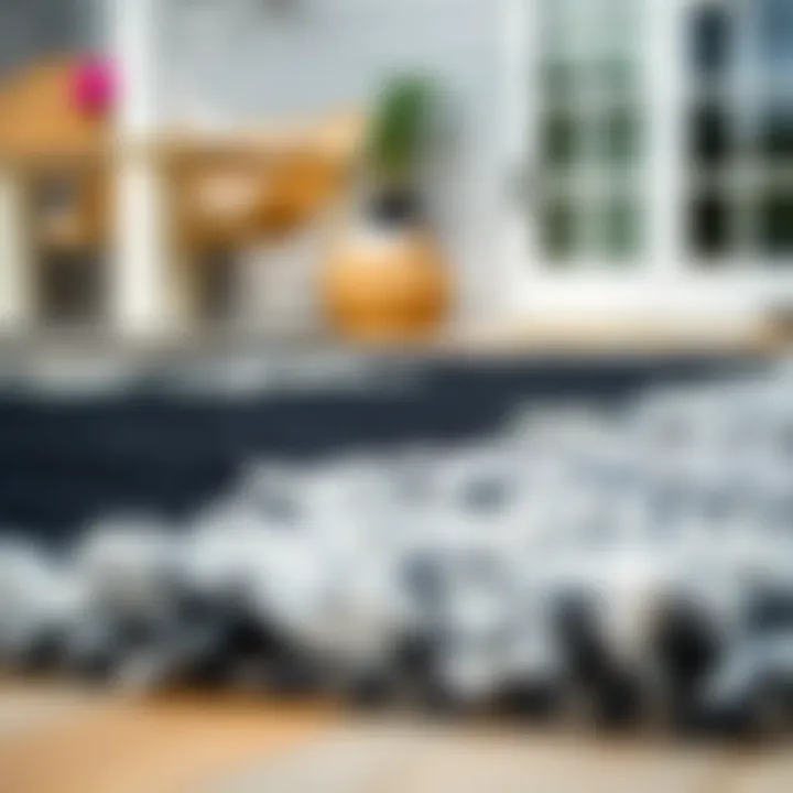 Comparative analysis of black and grey rugs with vibrant colors