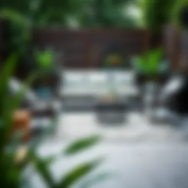 Stylish Outdoor Setting with Black and Grey Rug Stylish outdoor setting with black and grey rug