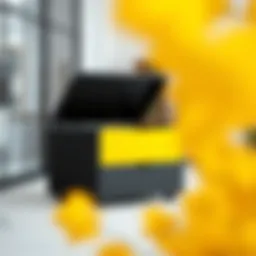 Elegant black yellow storage box in modern office setting