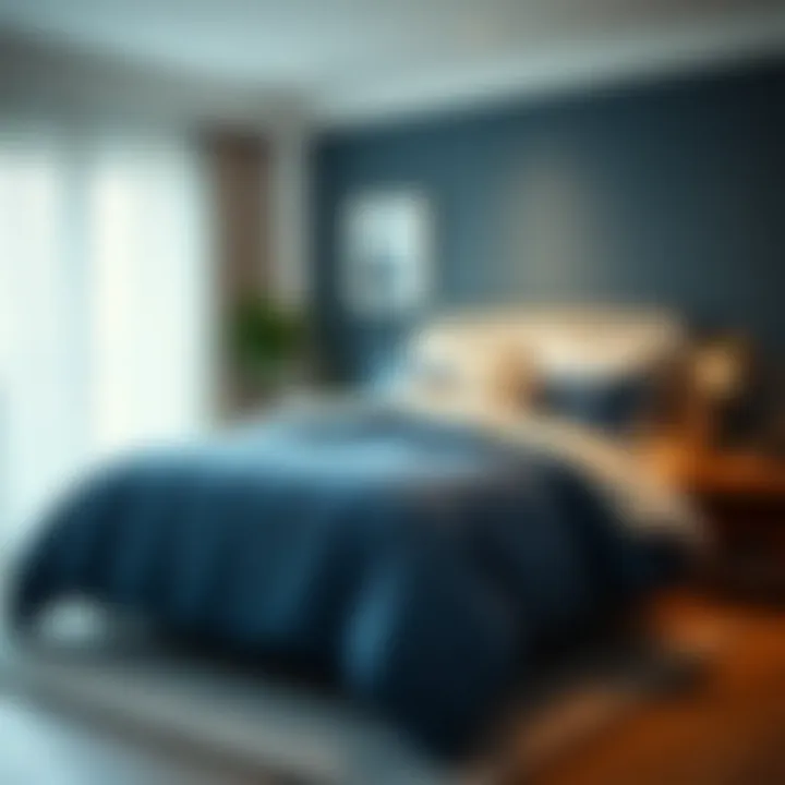 Blue and Cream Duvet in Modern Design Stylish blue and cream duvet set enhancing modern interior design