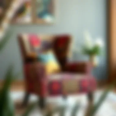 Eclectic Patterns in Bohemian Chairs A vibrant bohemian style chair showcasing eclectic patterns and textures.