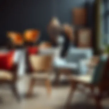 Diverse Materials in Bohemian Design An array of bohemian style chairs made from diverse materials.