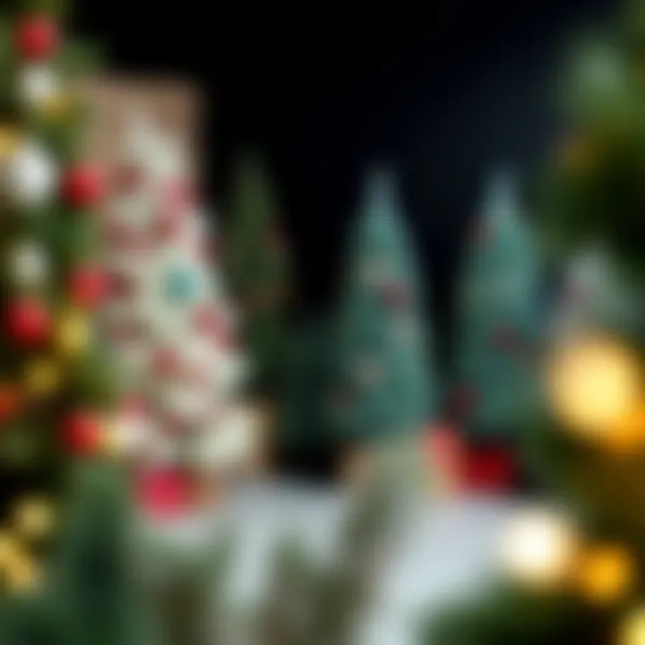 Variety of Christmas Tree Types Different types of Christmas trees arranged in a festive setting