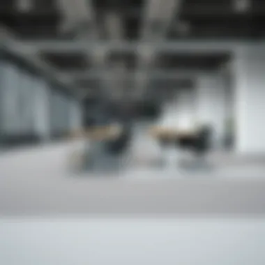A corporate workspace featuring adjustable sit-stand desks