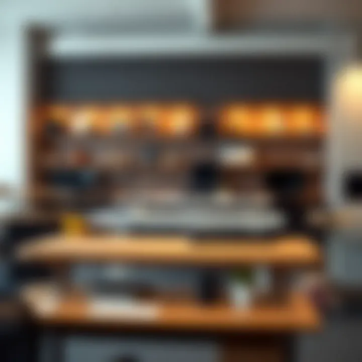 Various design styles of sit-stand desks displayed
