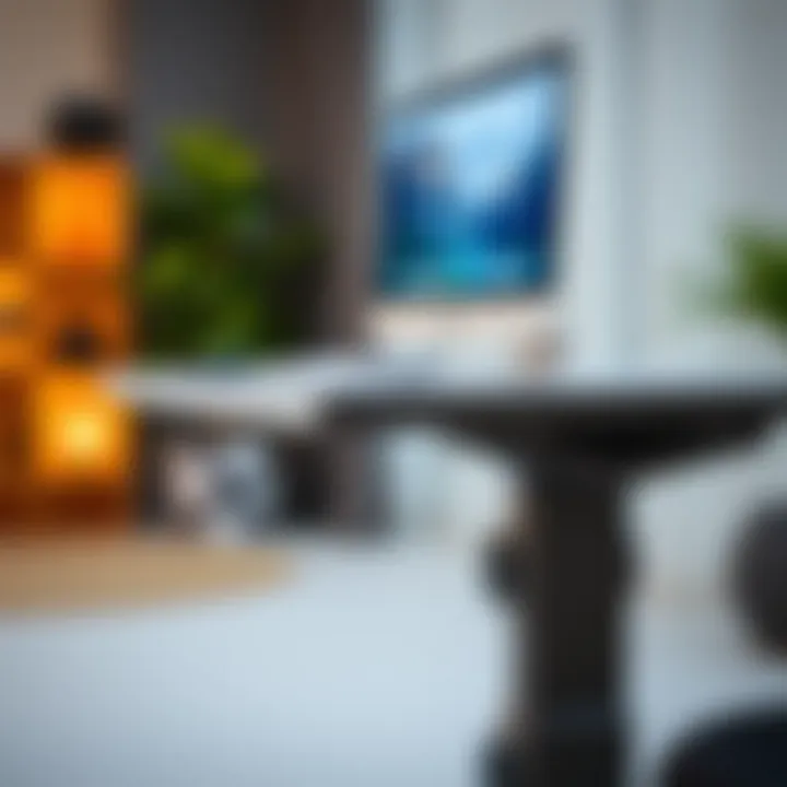 Close-up of ergonomic features in a sit-stand desk