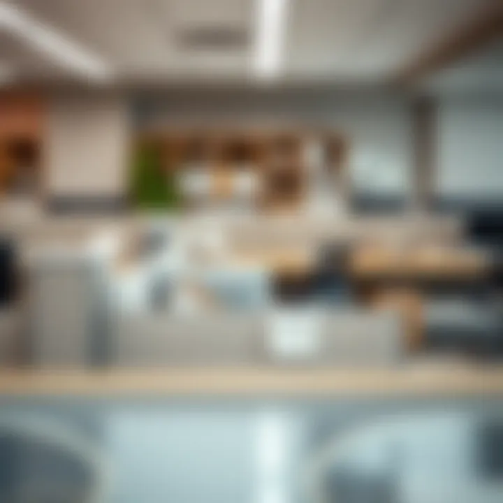 Multifunctionality in Modern Workspaces Stylish cubicle workspace showcasing multifunctional table tops