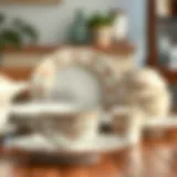 Elegant ceramic dish set with intricate designs