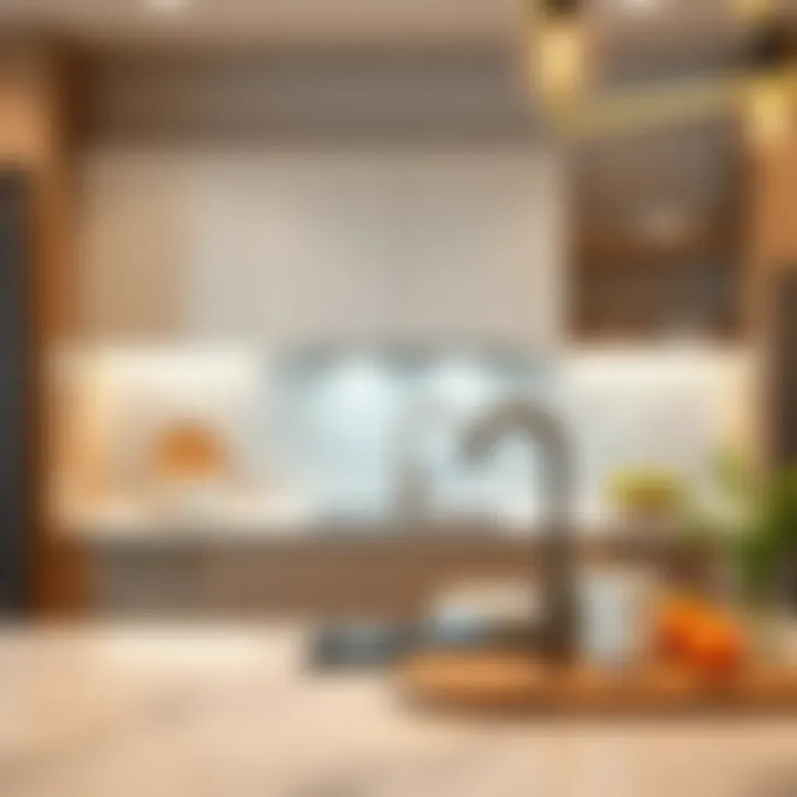 Stylish kitchen with laminate backsplash