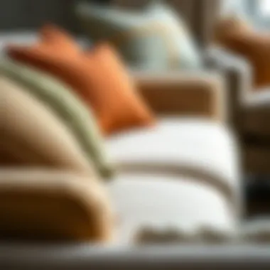 Textural Variety in Sofa and Accent Chair Materials Close-up of materials used in a sofa and accent chair set