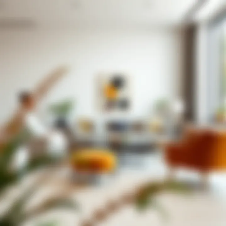 Stylish layout of a sofa and accent chairs in a modern interior