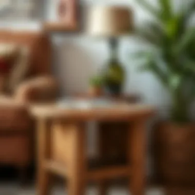 Charming Rustic Aesthetics: Vintage End Table Rustic style end table with a vintage finish