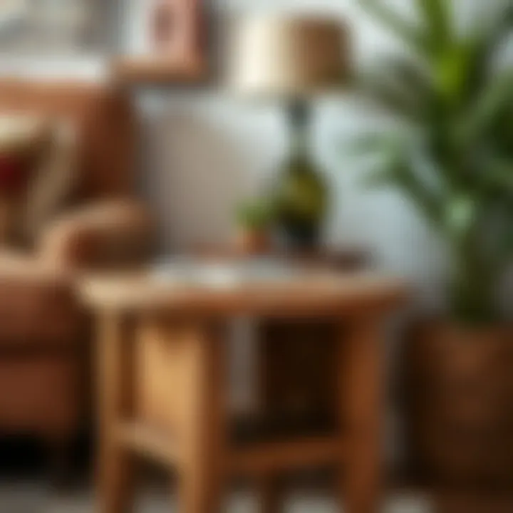 Charming Rustic Aesthetics: Vintage End Table Rustic style end table with a vintage finish