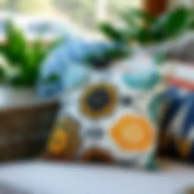 A beautifully designed Sunbrella pillow featuring unique patterns and colors.