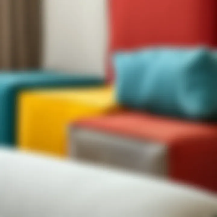 Close-up of Fabric Cube Materials and Color Options Close-up view of fabric cube materials and color options