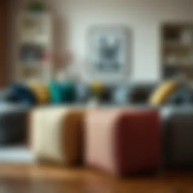 Stylish Fabric Cubes in Modern Living Room Setting Stylish fabric cubes arranged in a modern living room