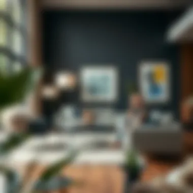 Modern living room featuring faux pelt accents in decor