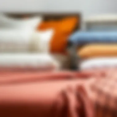 Diverse selection of fitted bed sheets showcasing various colors and patterns.