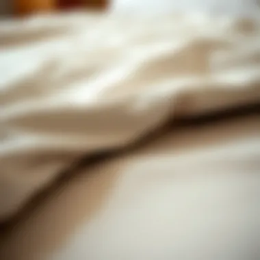 Close-up view of fabric textures used in fitted bed sheets.