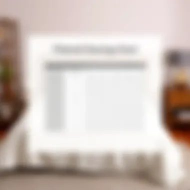 Illustration of bed sheet sizing chart highlighting standard dimensions.