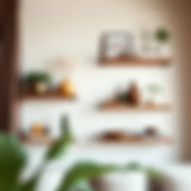 Artful Display on Floating Shelves Stylish design showcasing floating shelves with decorative items