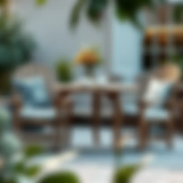 Rustic wooden patio chairs with cushions