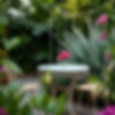 Chic Bistro Table Amidst Nature Stylish bistro table in a garden setting