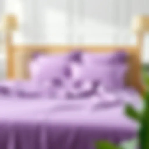 Luxurious purple sheet set on a neatly made bed