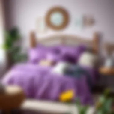Purple Sheet Set with Complementary Decor Elegant purple sheet set styled with complementary decor