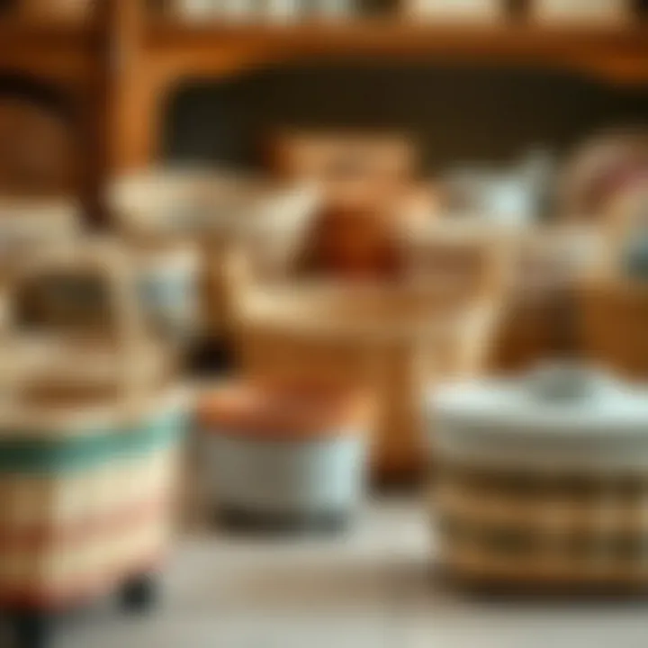 Variety of Small Rolling Baskets with Different Materials Variety of small rolling baskets showcasing different materials and designs