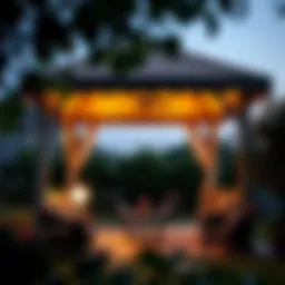 Elegant gazebo awning in a serene garden setting