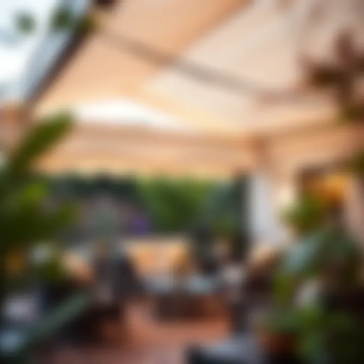 Chic Patio Canopy Stylish canopy over a patio area with outdoor furniture