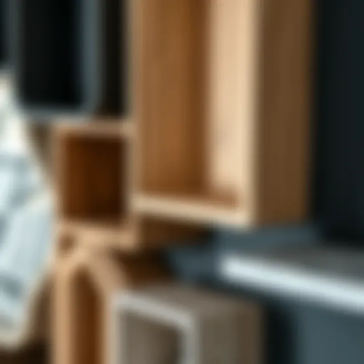 Diverse Geometric Shelf Styles Close-up of various geometric shelf styles and materials