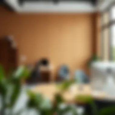 Enhancing Workspaces with Gray Cork Board Tiles A modern workspace featuring gray cork board tiles