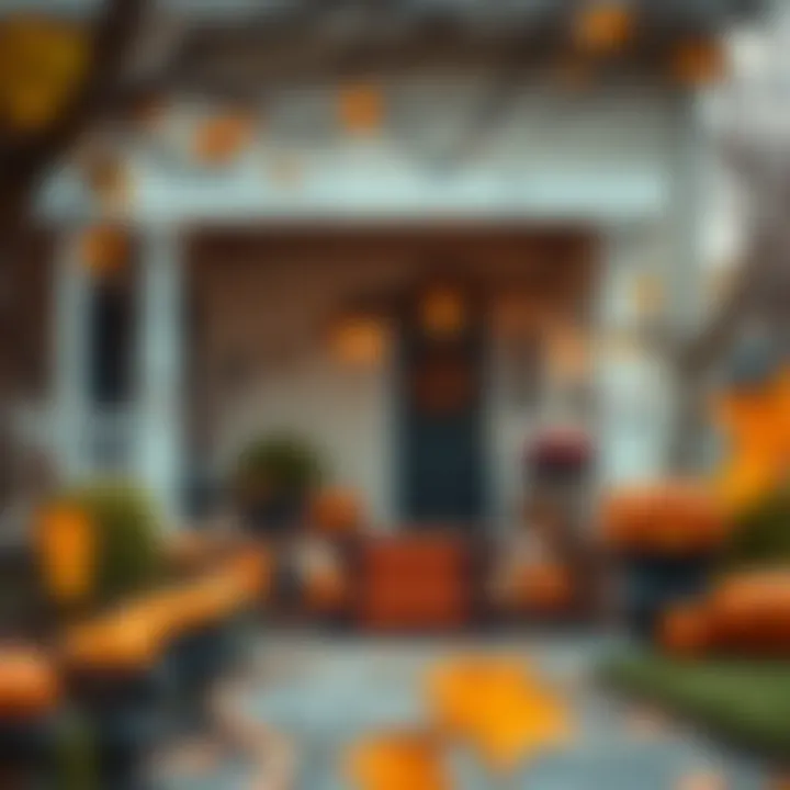 Enchanting Halloween Front Porch Enchanting Halloween front porch adorned with pumpkins and spooky decorations