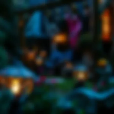 Spooky Garden Scene Spooky garden scene with chilling decorations and atmospheric lighting