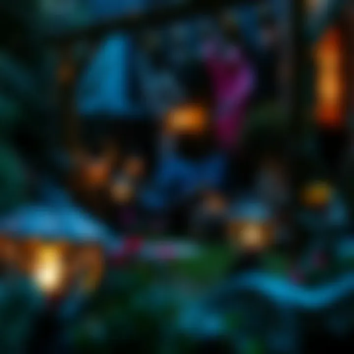 Spooky Garden Scene Spooky garden scene with chilling decorations and atmospheric lighting